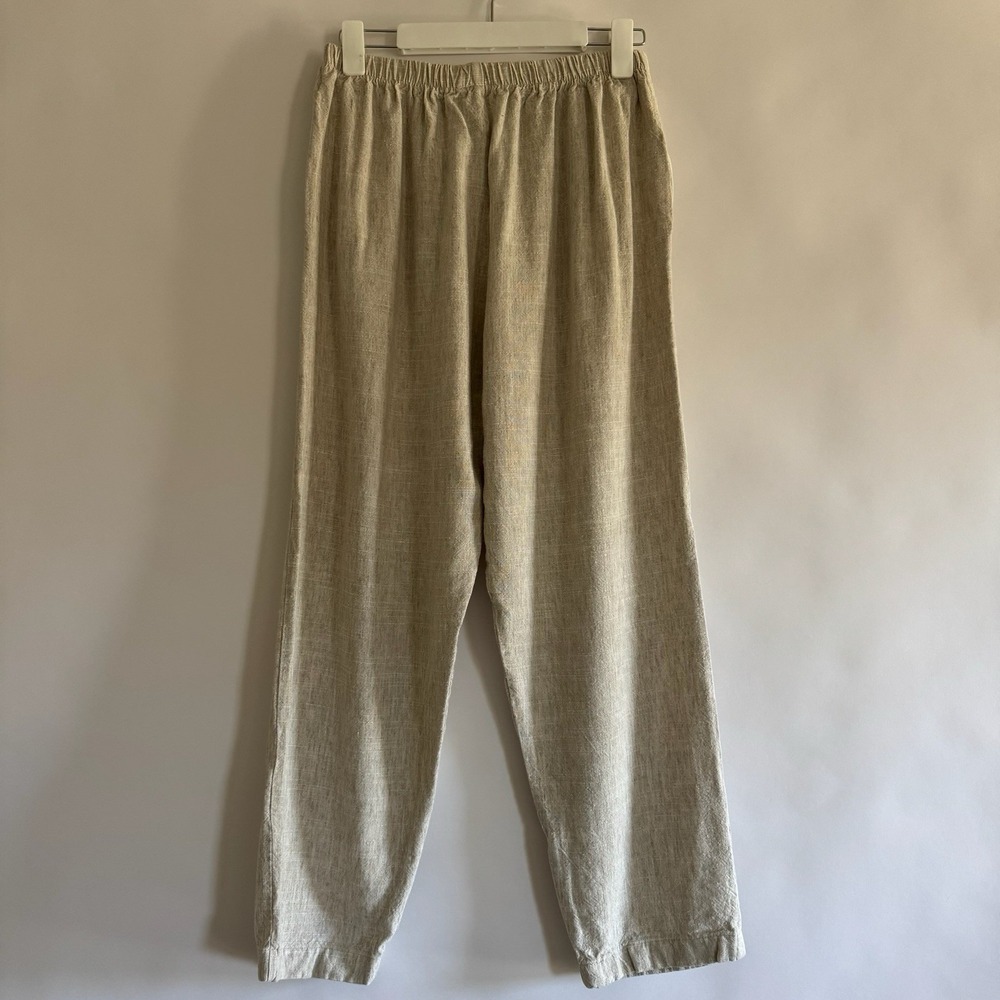 CP Shades Womens Rayon Flax Pull On Medium Pants Tapered Leg Beige Spring Summer - Picture 4 of 10